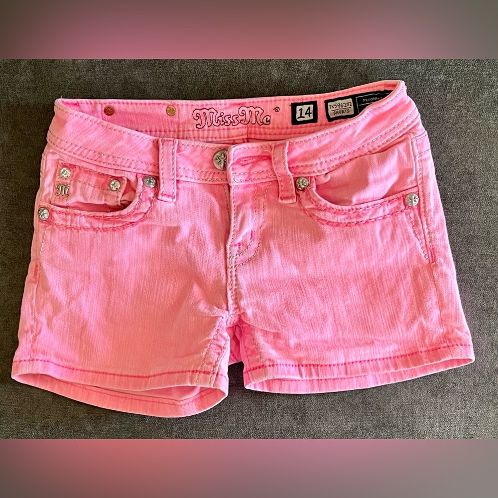 Girls size 14 bright pink miss me shorts